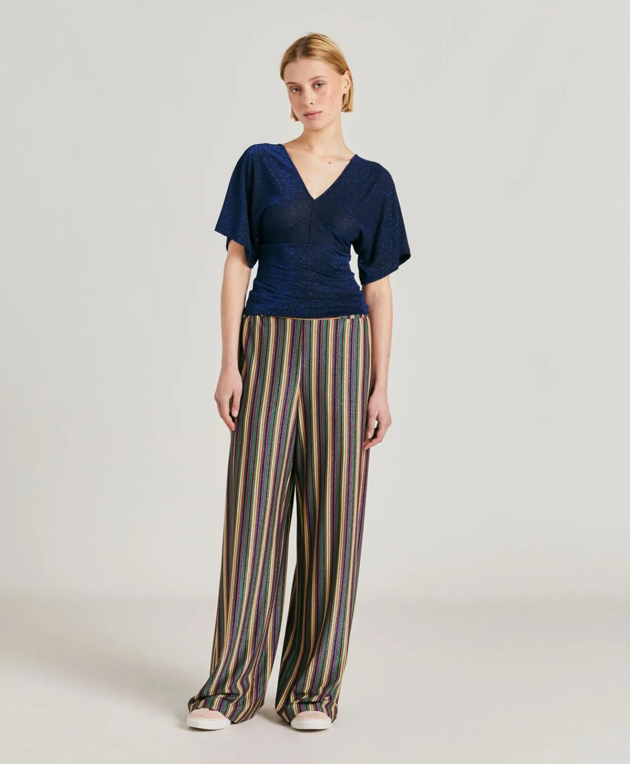 Donne Momonì T-Shirts E Top-Tshirt Milly In Jersey Lurex - Bluette