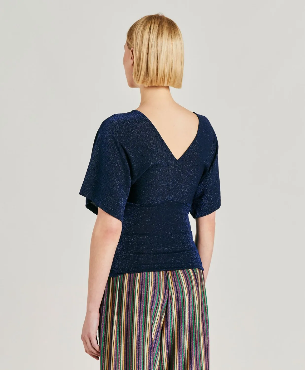 Donne Momonì T-Shirts E Top-Tshirt Milly In Jersey Lurex - Bluette