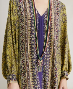 Donne Momonì Vestiti-Vestito Adelma In Crepe De Chine - Blu Multicolor