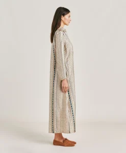 Donne Momonì Vestiti-Vestito Aligusta In Twill Di Seta - Sabbia Multicolor