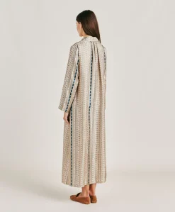 Donne Momonì Vestiti-Vestito Aligusta In Twill Di Seta - Sabbia Multicolor