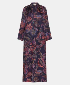 Donne Momonì Vestiti-Vestito Aligusta In Twill Di Seta - Blu Notte Multicolor