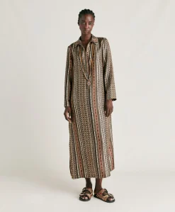 Donne Momonì Vestiti-Vestito Aligusta In Twill Di Seta - Nero Multicolor