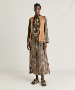 Donne Momonì Vestiti-Vestito Aligusta In Twill Di Seta - Nero Multicolor