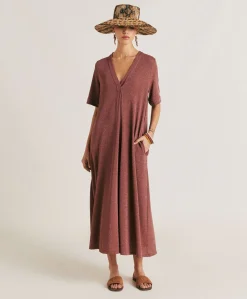 Donne Momonì Vestiti-Vestito Altamura In Jersey Lurex - Terracotta