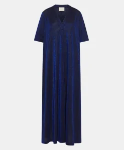 Donne Momonì Vestiti-Vestito Altamura In Jersey Lurex - Bluette