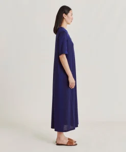 Donne Momonì Vestiti-Vestito Altamura In Jersey Lurex - Bluette