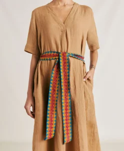 Donne Momonì Vestiti-Vestito Altamura In Lino - Sabbia