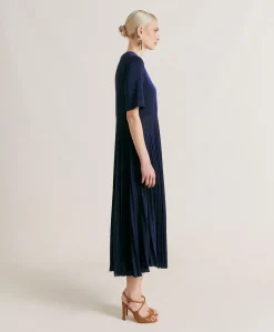 Donne Momonì Vestiti-Vestito Amalia In Jersey Lurex - Bluette