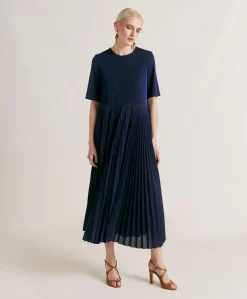 Donne Momonì Vestiti-Vestito Amalia In Jersey Lurex - Bluette