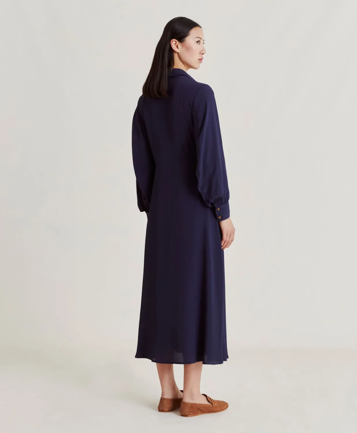 Donne Momonì Vestiti-Vestito Bethany In Acetato Seta Unito - Blu Notte