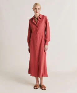 Donne Momonì Vestiti-Vestito Bethany In Acetato Seta Unito - Amaranto