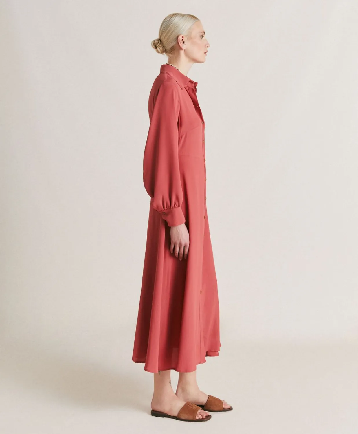 Donne Momonì Vestiti-Vestito Bethany In Acetato Seta Unito - Amaranto