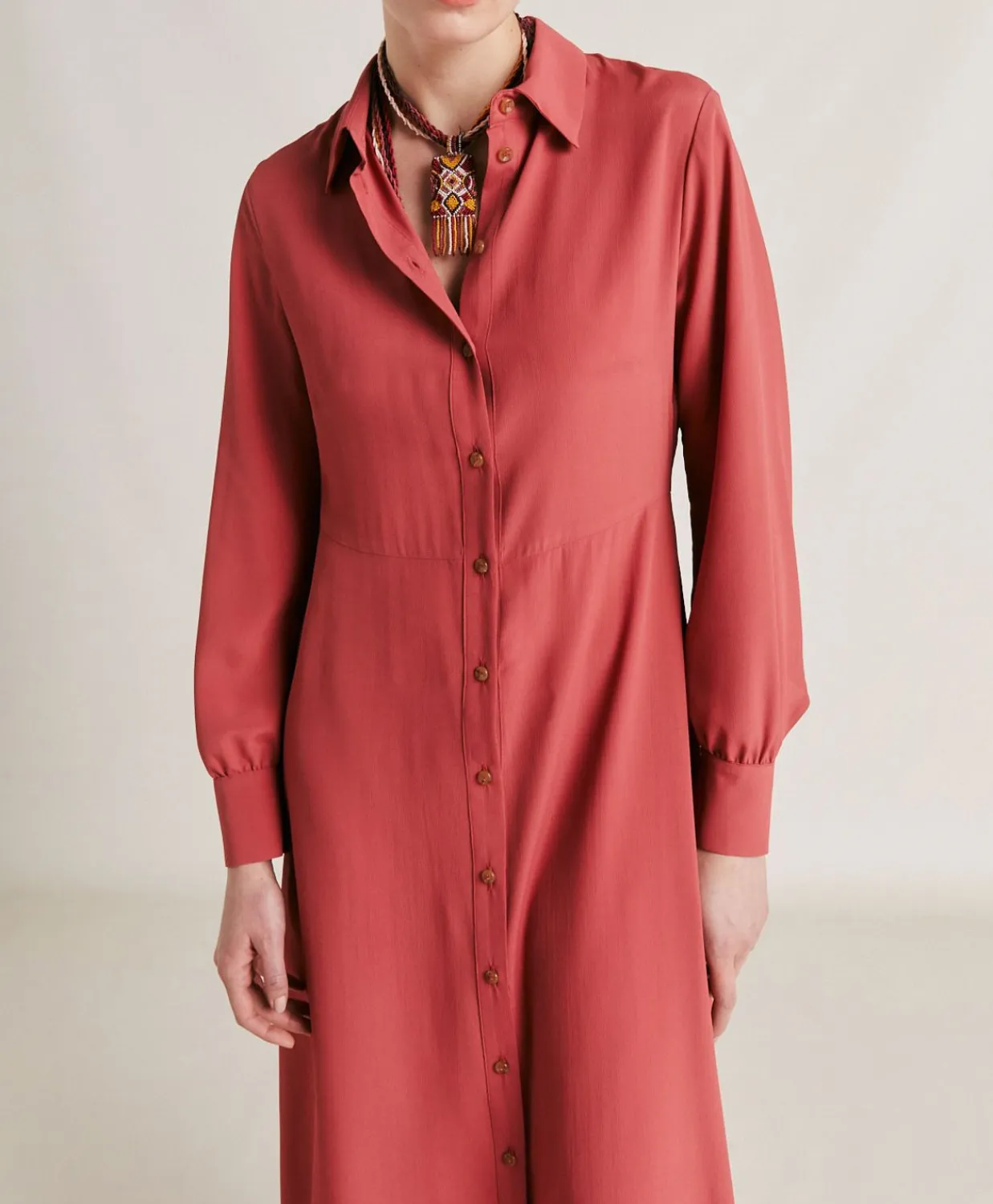 Donne Momonì Vestiti-Vestito Bethany In Acetato Seta Unito - Amaranto