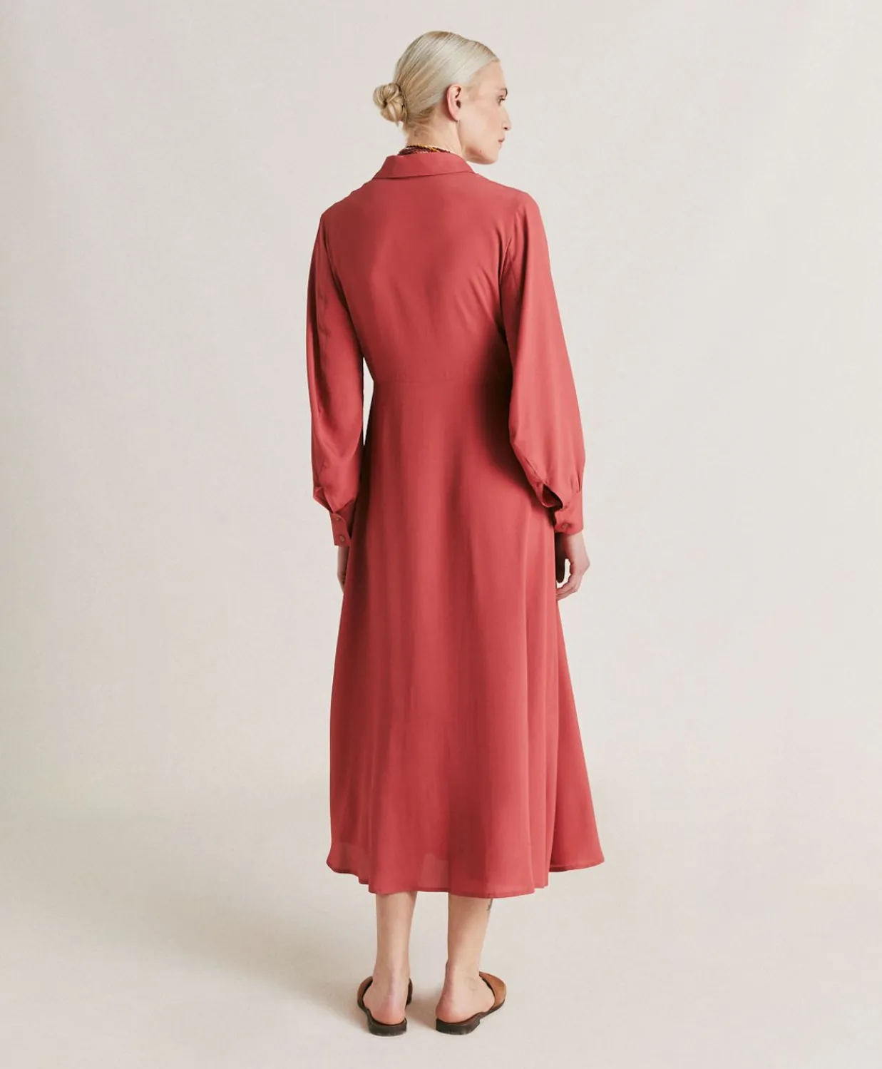 Donne Momonì Vestiti-Vestito Bethany In Acetato Seta Unito - Amaranto