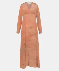 Donne Momonì Vestiti-Vestito Cala Junco In Crepe De Chine - Rosato Multicolor