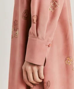 Donne Momonì Vestiti-Vestito Cala Junco In Crepe De Chine - Rosato Multicolor