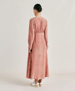 Donne Momonì Vestiti-Vestito Cala Junco In Crepe De Chine - Rosato Multicolor