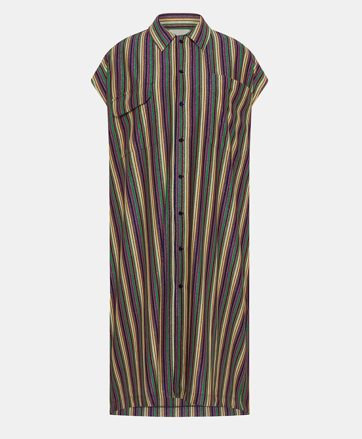 Donne Momonì Vestiti-Vestito Colorado In Jersey Lurex A Righe - Multicolor Verde