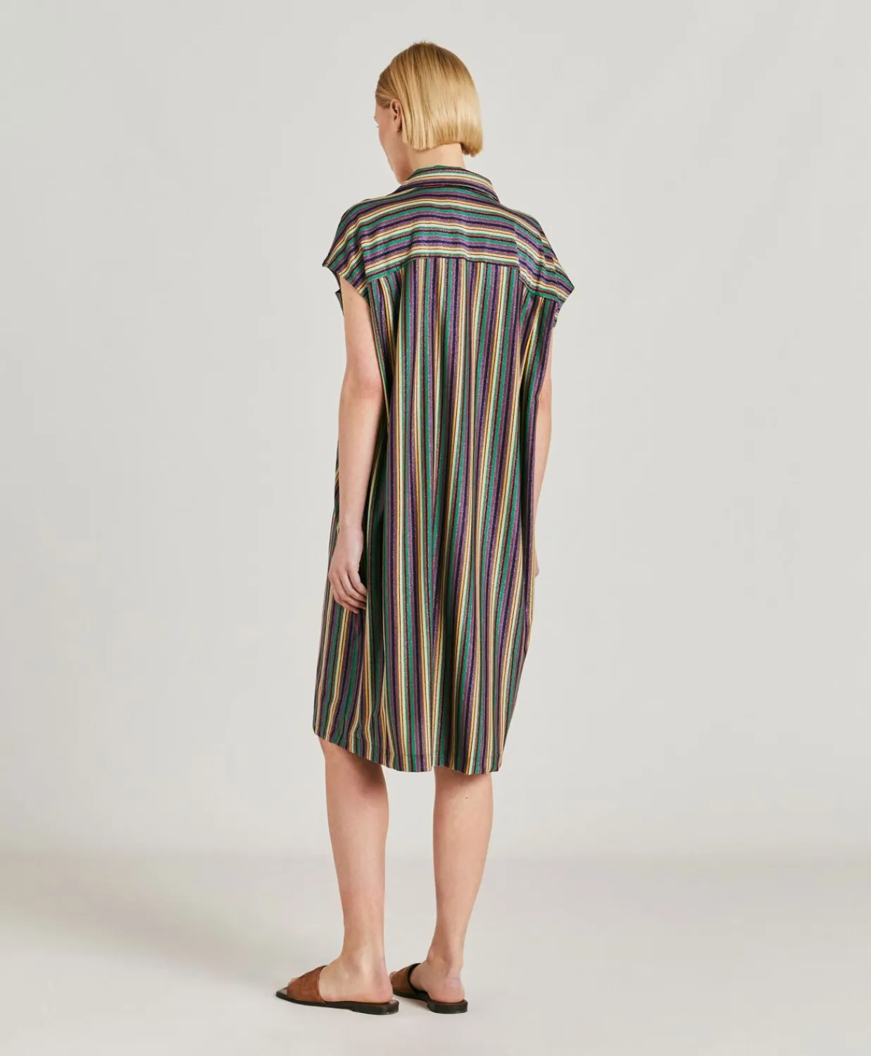 Donne Momonì Vestiti-Vestito Colorado In Jersey Lurex A Righe - Multicolor Verde