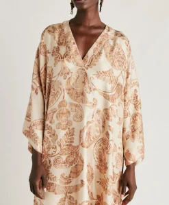 Donne Momonì Vestiti-Vestito Faro In Twill Di Seta - Cipria Multicolor