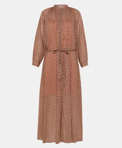 Donne Momonì Vestiti-Vestito Goa In Voile'Di Cotone Stampato - Corallo