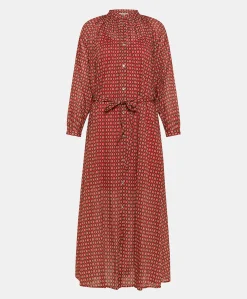 Donne Momonì Vestiti-Vestito Goa In Voile'Di Cotone Stampato - Rosso