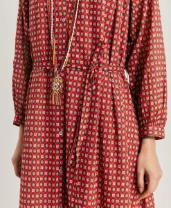 Donne Momonì Vestiti-Vestito Goa In Voile'Di Cotone Stampato - Rosso