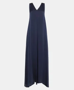 Donne Momonì Vestiti-Vestito Helena In Seta Unita - Blu Notte