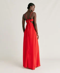Donne Momonì Vestiti-Vestito Jolie In Acetato Seta - Azalea