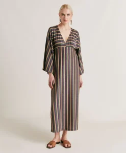 Donne Momonì Vestiti-Vestito Margarida In Jersey Lurex A Righe - Multicolor Verde