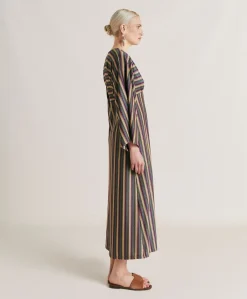 Donne Momonì Vestiti-Vestito Margarida In Jersey Lurex A Righe - Multicolor Verde