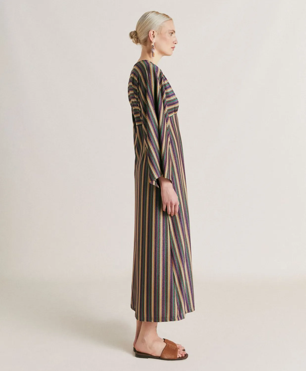 Donne Momonì Vestiti-Vestito Margarida In Jersey Lurex A Righe - Multicolor Verde