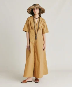 Donne Momonì Vestiti-Vestito Martinella In Popeline - Sabbia