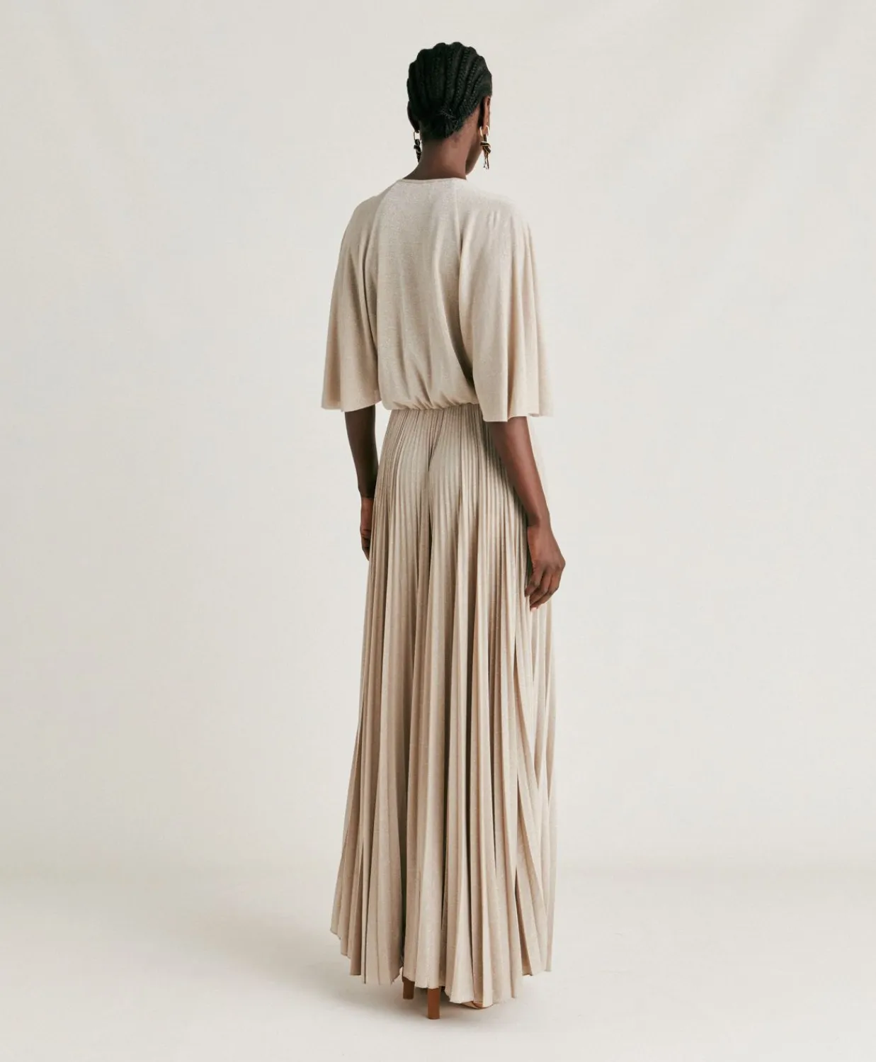 Donne Momonì Vestiti-Vestito Paradisu In Jersey Lurex - Sabbia