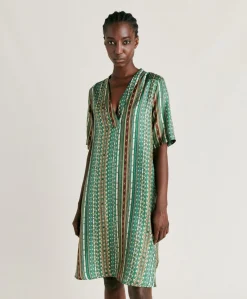 Donne Momonì Vestiti-Vestito Sarraina In Twill Di Seta - Verde/Multicolor