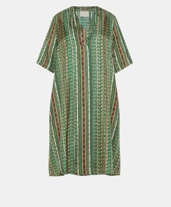 Donne Momonì Vestiti-Vestito Sarraina In Twill Di Seta - Verde/Multicolor