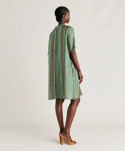 Donne Momonì Vestiti-Vestito Sarraina In Twill Di Seta - Verde/Multicolor