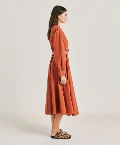Donne Momonì Vestiti-Vestito Sinzias Con Voile Di Cotone - Coccio