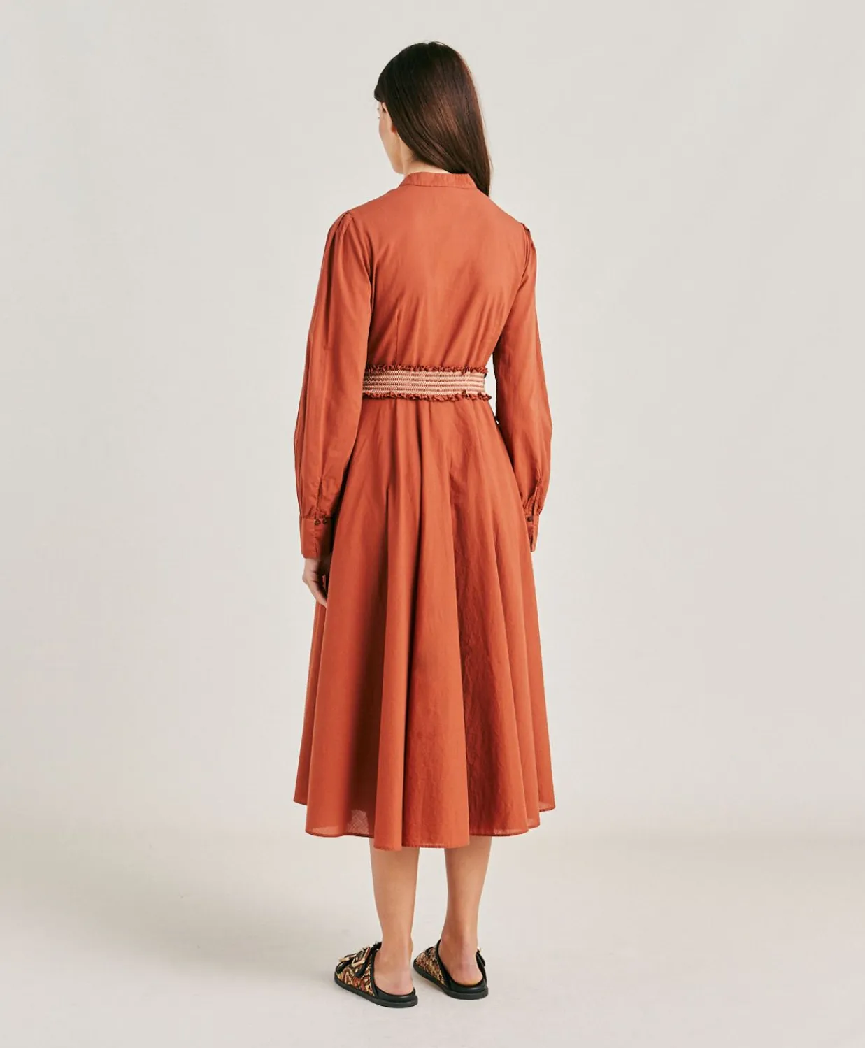 Donne Momonì Vestiti-Vestito Sinzias Con Voile Di Cotone - Coccio