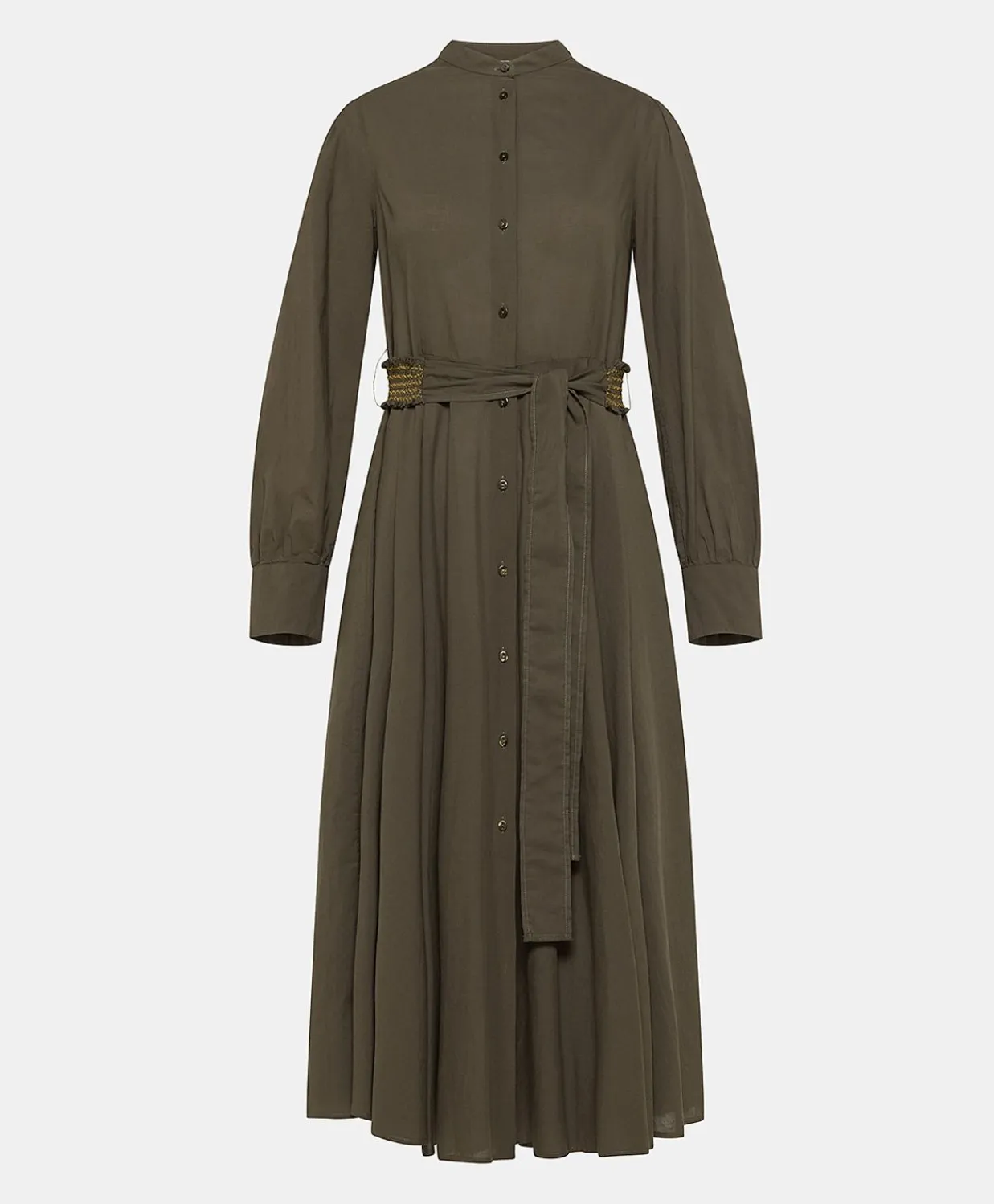 Donne Momonì Vestiti-Vestito Sinzias Con Voile Di Cotone - Army